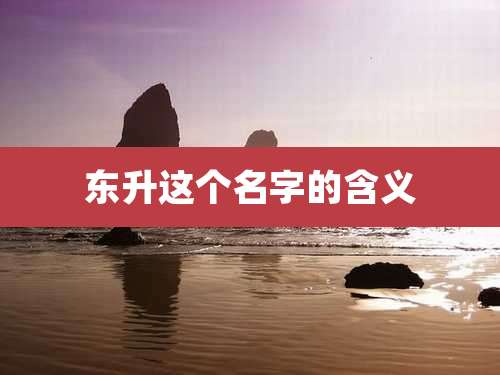 东升这个名字的含义