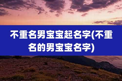 不重名男宝宝起名字(不重名的男宝宝名字)