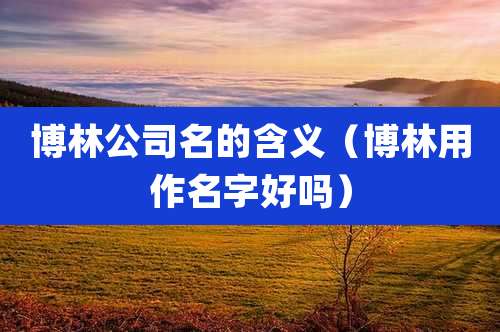 博林公司名的含义（博林用作名字好吗）