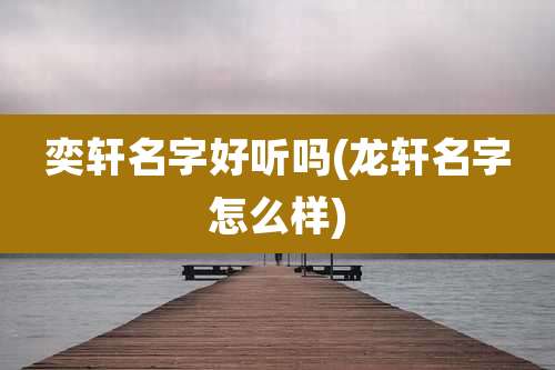 奕轩名字好听吗(龙轩名字怎么样)