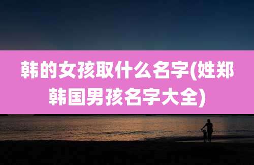 韩的女孩取什么名字(姓郑韩国男孩名字大全)