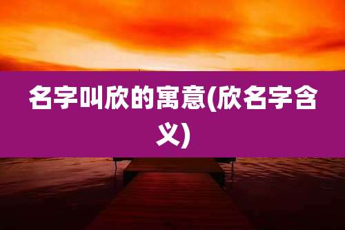 名字叫欣的寓意(欣名字含义)