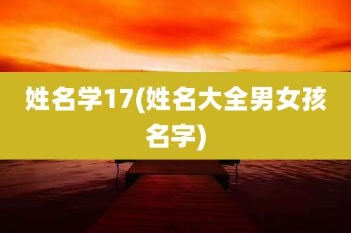 姓名学17(姓名大全男女孩名字)
