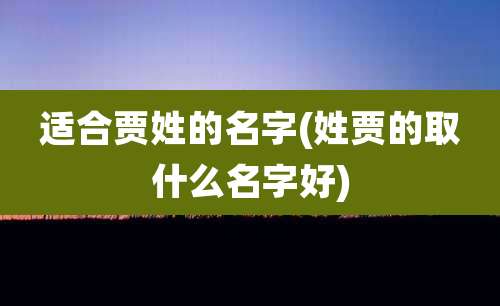 适合贾姓的名字(姓贾的取什么名字好)