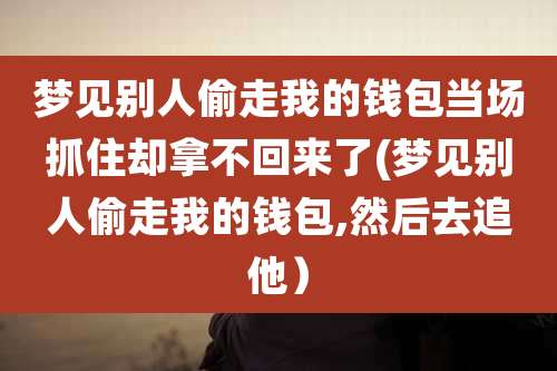 梦见别人偷走我的钱包当场抓住却拿不回来了(梦见别人偷走我的钱包,然后去追他)