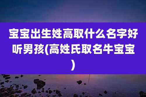 宝宝出生姓高取什么名字好听男孩(高姓氏取名牛宝宝)