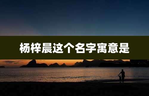 杨梓晨这个名字寓意是