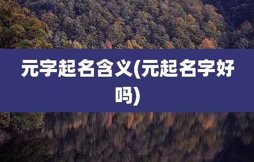 元字起名含义(元起名字好吗)