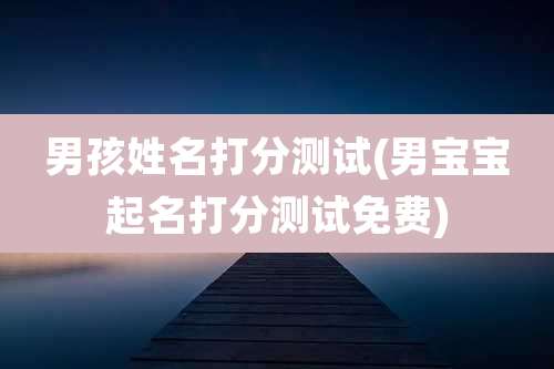 男孩姓名打分测试(男宝宝起名打分测试免费)