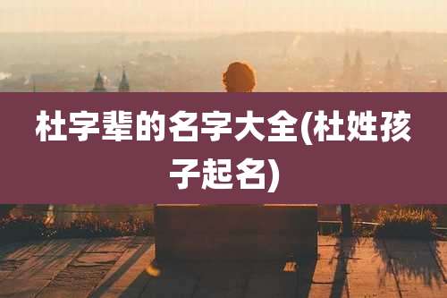 杜字辈的名字大全(杜姓孩子起名)