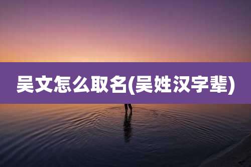 吴文怎么取名(吴姓汉字辈)