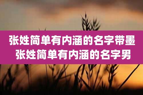 张姓简单有内涵的名字带墨 张姓简单有内涵的名字男