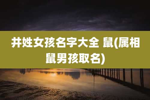 井姓女孩名字大全 鼠(属相鼠男孩取名)
