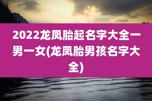 2022龙凤胎起名字大全一男一女(龙凤胎男孩名字大全)