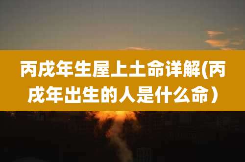 丙戌年生屋上土命详解(丙戌年出生的人是什么命)