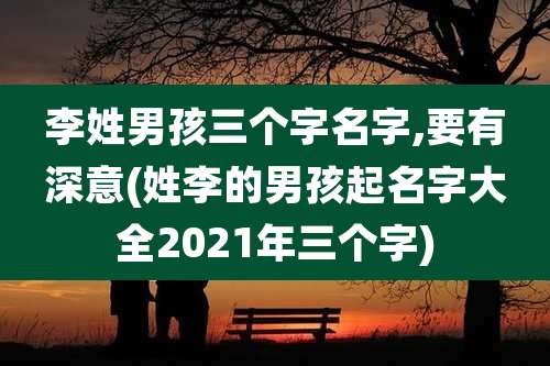 李姓男孩三个字名字,要有深意(姓李的男孩起名字大全2021年三个字)