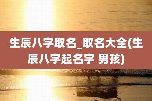 生辰八字取名_取名大全(生辰八字起名字 男孩)