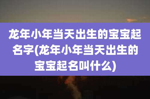 龙年小年当天出生的宝宝起名字(龙年小年当天出生的宝宝起名叫什么)