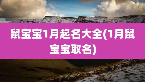 鼠宝宝1月起名大全(1月鼠宝宝取名)