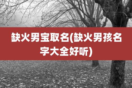 缺火男宝取名(缺火男孩名字大全好听)