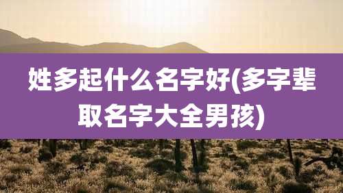 姓多起什么名字好(多字辈取名字大全男孩)