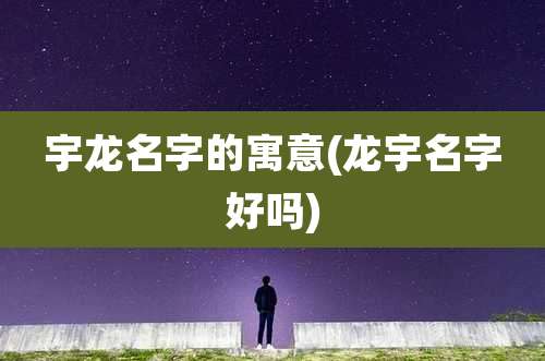 宇龙名字的寓意(龙宇名字好吗)