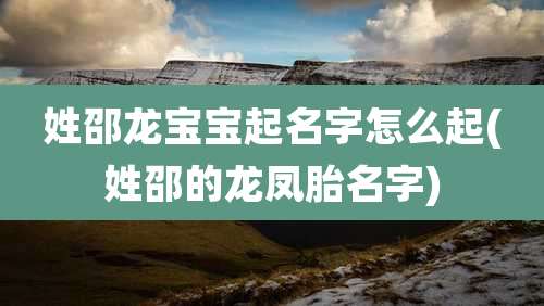 姓邵龙宝宝起名字怎么起(姓邵的龙凤胎名字)