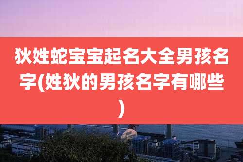 狄姓蛇宝宝起名大全男孩名字(姓狄的男孩名字有哪些)