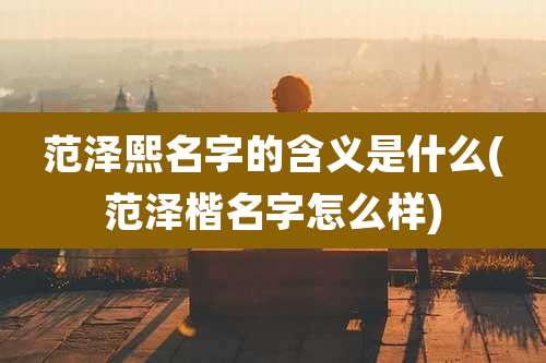 范泽熙名字的含义是什么(范泽楷名字怎么样)