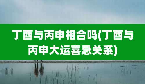 丁酉与丙申相合吗(丁酉与丙申大运喜忌关系)