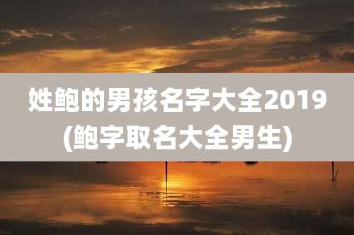 姓鲍的男孩名字大全2019(鲍字取名大全男生)