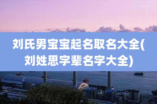 刘氏男宝宝起名取名大全(刘姓思字辈名字大全)