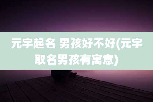 元字起名 男孩好不好(元字取名男孩有寓意)
