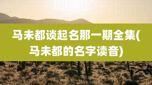 马未都谈起名那一期全集(马未都的名字读音)