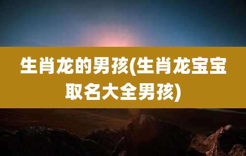 生肖龙的男孩(生肖龙宝宝取名大全男孩)