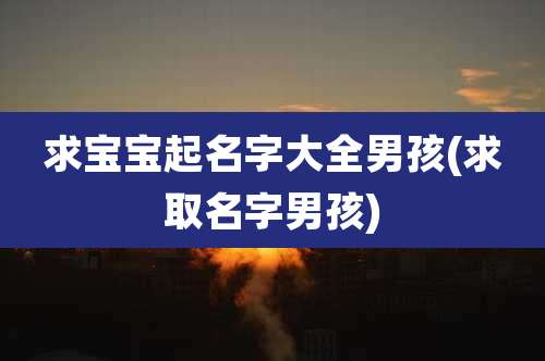 求宝宝起名字大全男孩(求取名字男孩)
