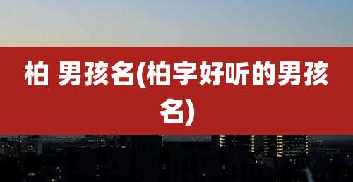 柏 男孩名(柏字好听的男孩名)