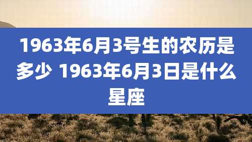 1963年6月3号生的农历是多少 1963年6月3日是什么星座
