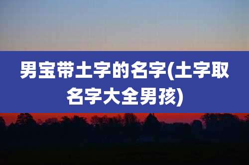 男宝带土字的名字(土字取名字大全男孩)