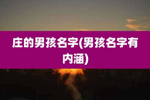 庄的男孩名字(男孩名字有内涵)