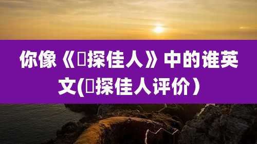 你像《囧探佳人》中的谁英文(囧探佳人评价）