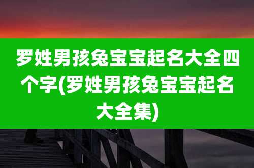 罗姓男孩兔宝宝起名大全四个字(罗姓男孩兔宝宝起名大全集)