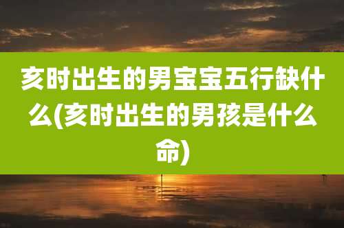 亥时出生的男宝宝五行缺什么(亥时出生的男孩是什么命)