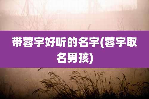 带蓉字好听的名字(蓉字取名男孩)