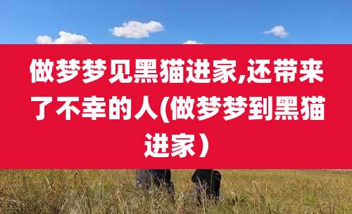 做梦梦见黑猫进家,还带来了不幸的人(做梦梦到黑猫进家)