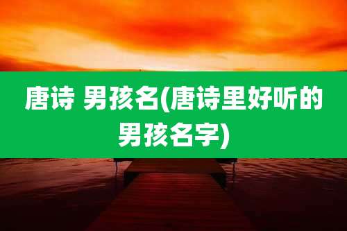 唐诗 男孩名(唐诗里好听的男孩名字)