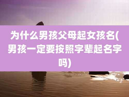 为什么男孩父母起女孩名(男孩一定要按照字辈起名字吗)