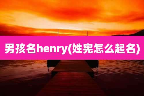 男孩名henry(姓宪怎么起名)