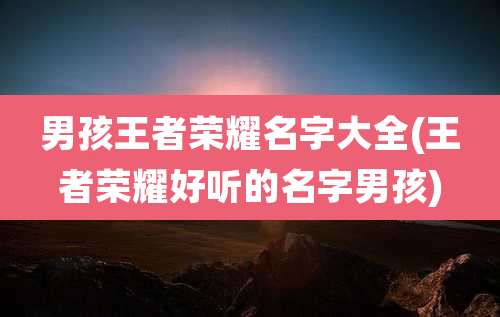 男孩王者荣耀名字大全(王者荣耀好听的名字男孩)
