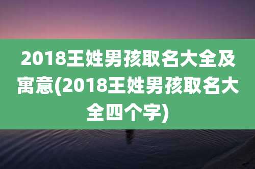2018王姓男孩取名大全及寓意(2018王姓男孩取名大全四个字)